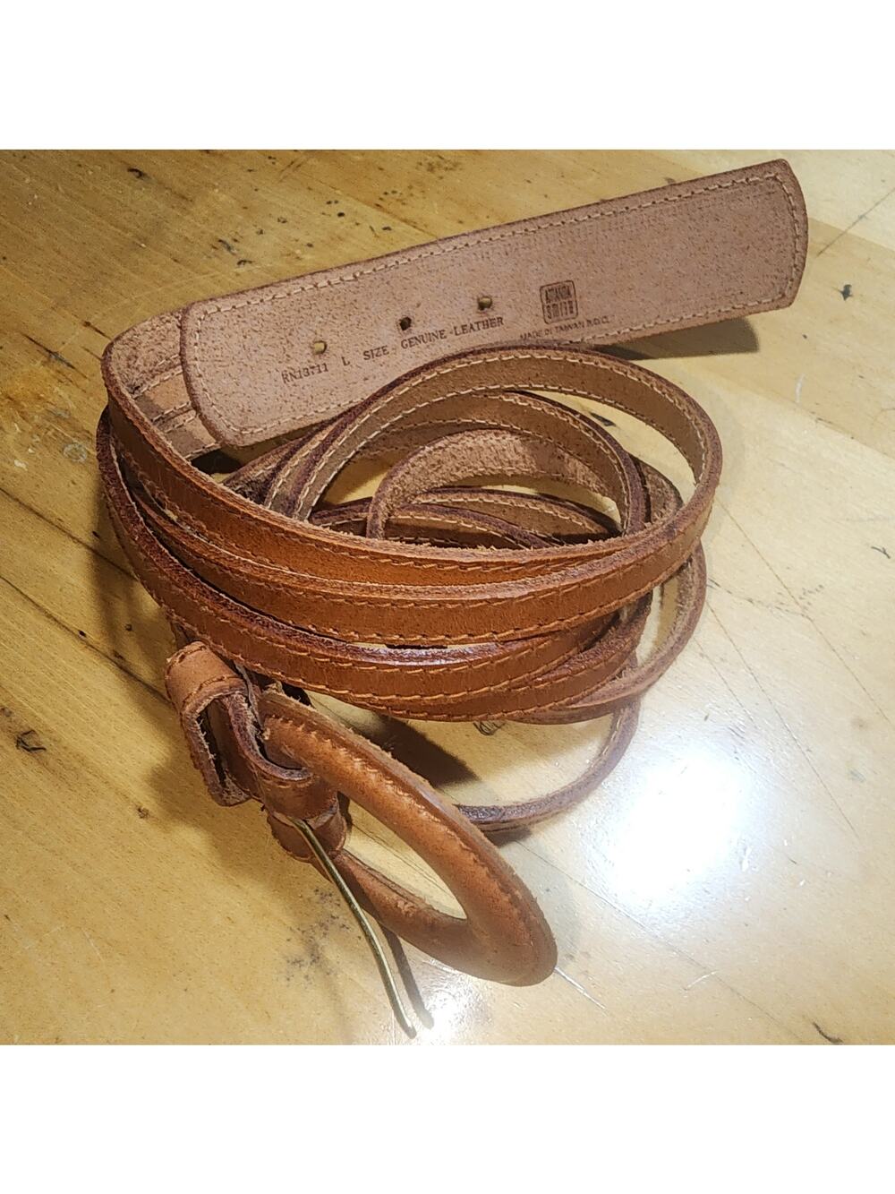 AMANDA SMITH  sz L brown leather braided belt